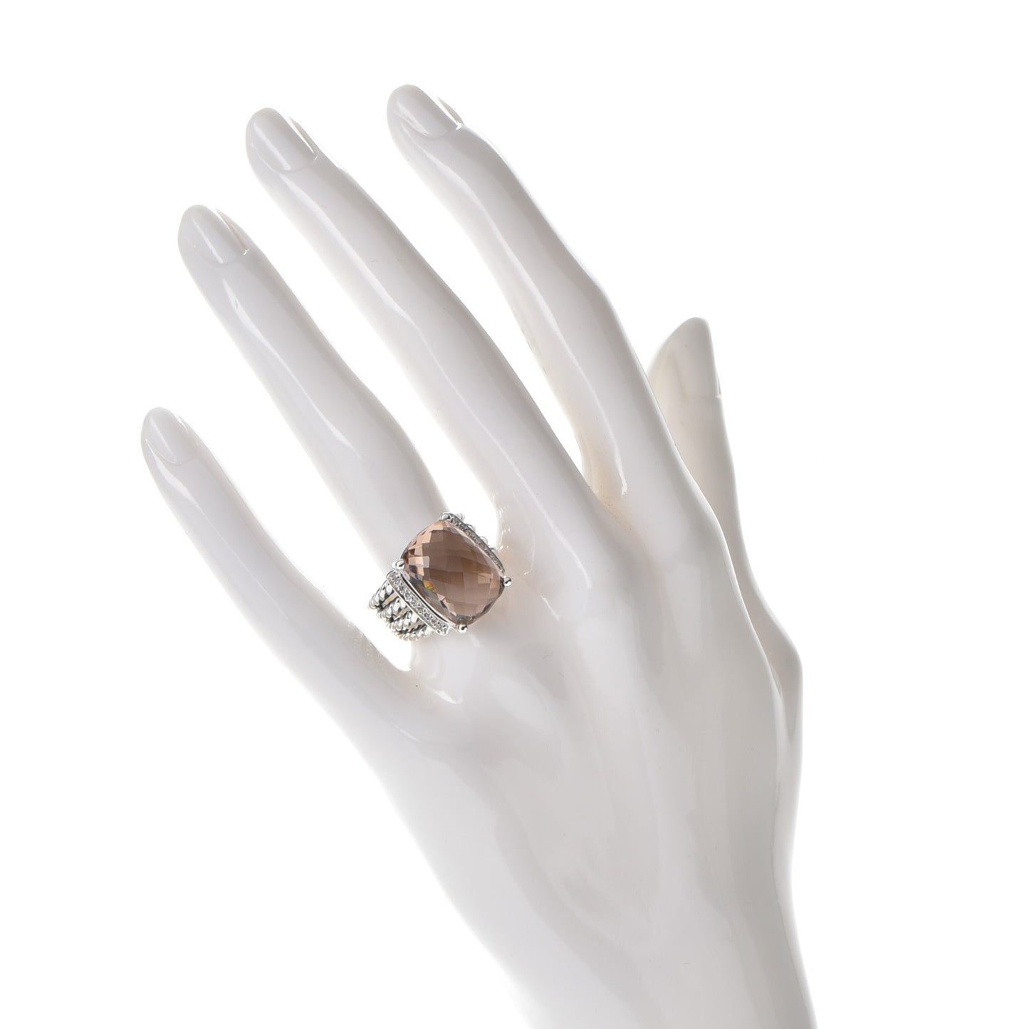Sterling Silver Diamond Morganite 16mm Wheaton Ring 54 7