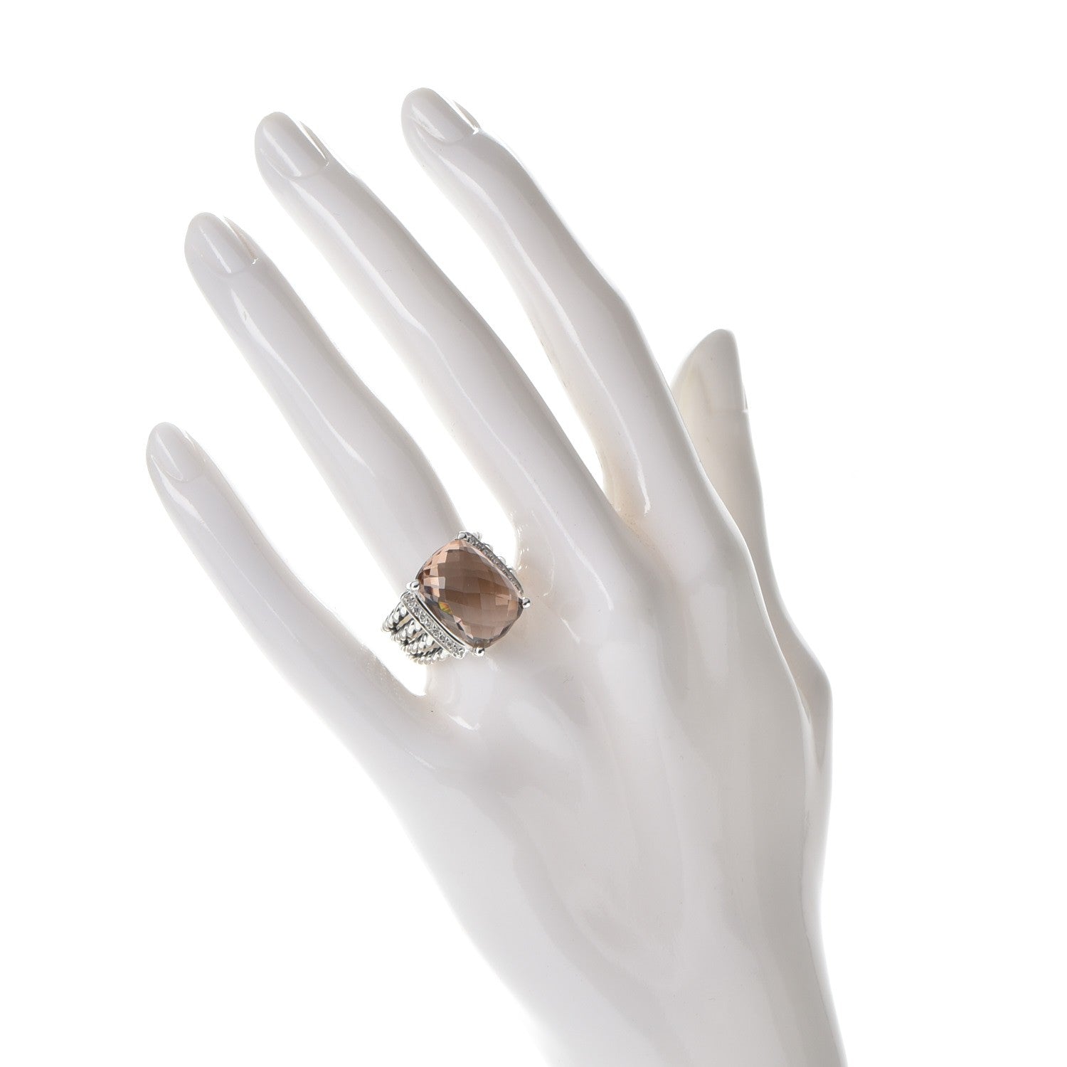 David Yurman Sterling Silver Diamond Morganite 16mm Wheaton Ring 54 7 2 of 4