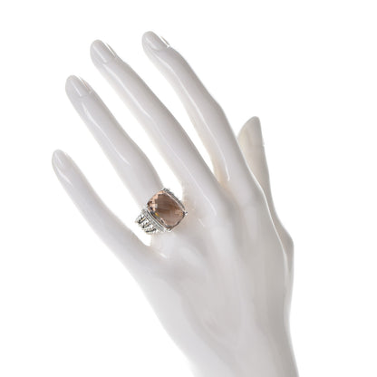 David Yurman Sterling Silver Diamond Morganite 16mm Wheaton Ring 54 7 2 of 4