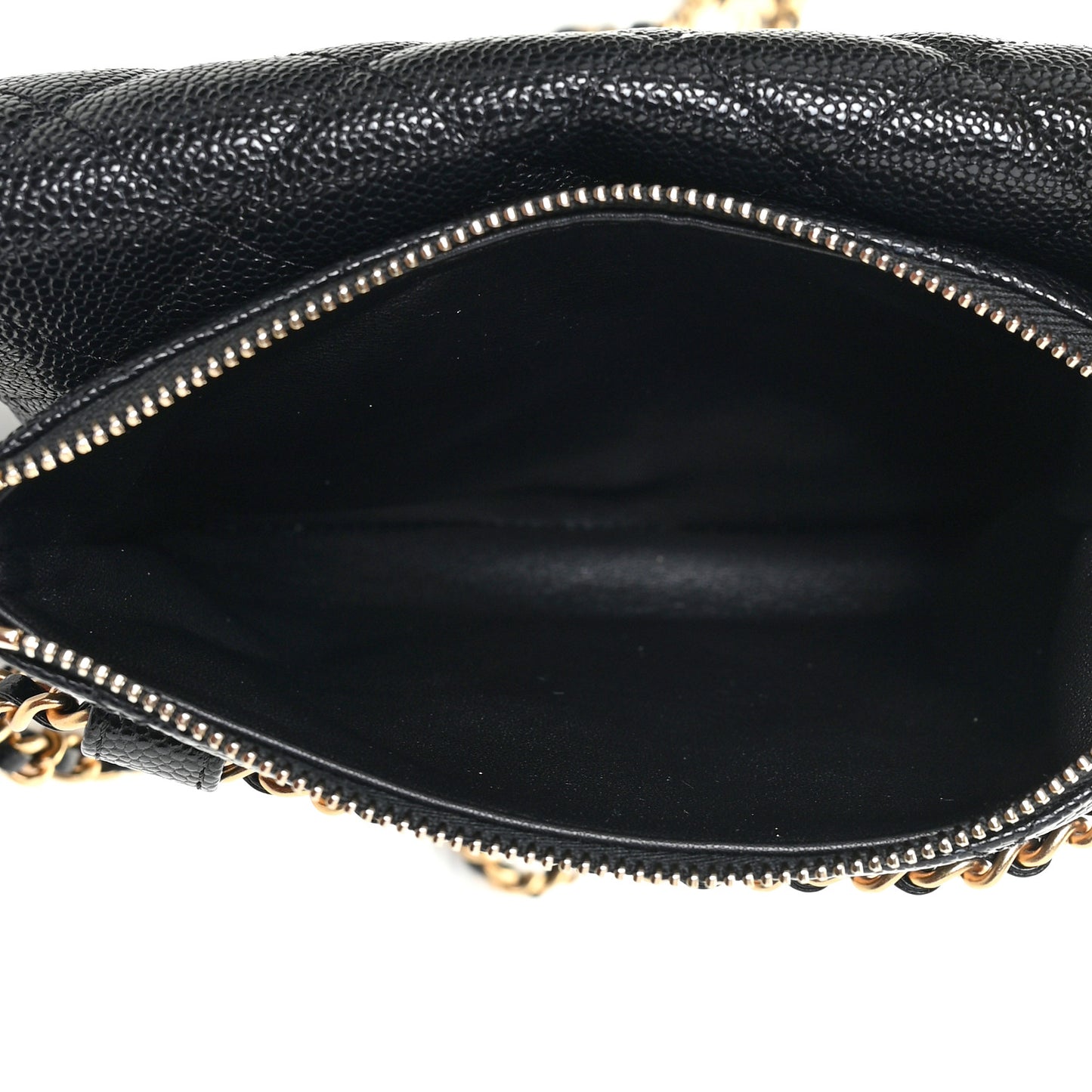 Shiny Caviar Pick Me Up Flap Belt Bag Black