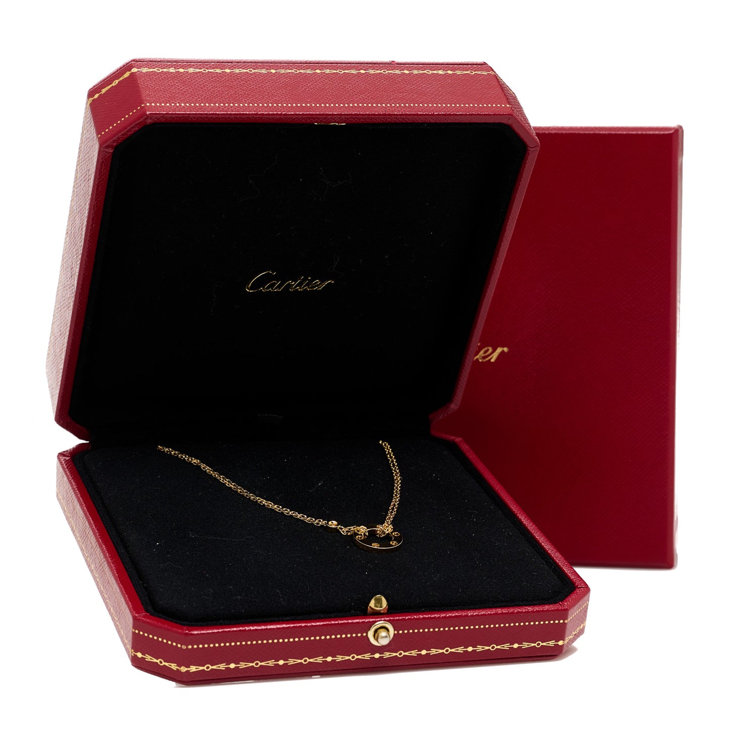 18K Yellow Gold 2 Diamond LOVE Necklace