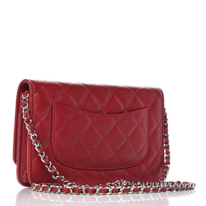 Chanel Caviar Quilted Wallet On Chain WOC Dark Red 3 of 10