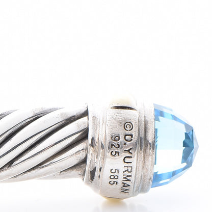 David Yurman Sterling Silver 14K Yellow Gold Blue Topaz 7mm Cable Classics Bracelet 4 of 5