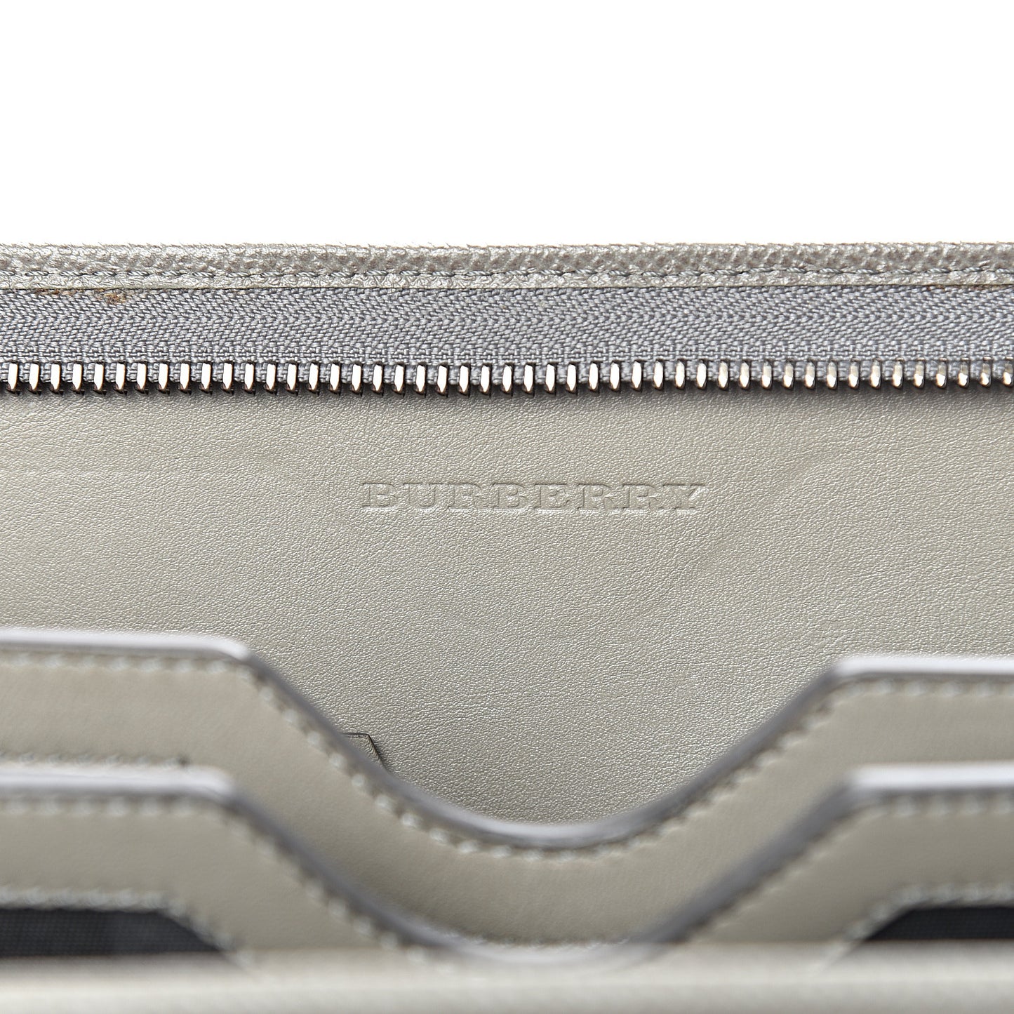 Grainy Calfskin Zip Around Organizer Grey