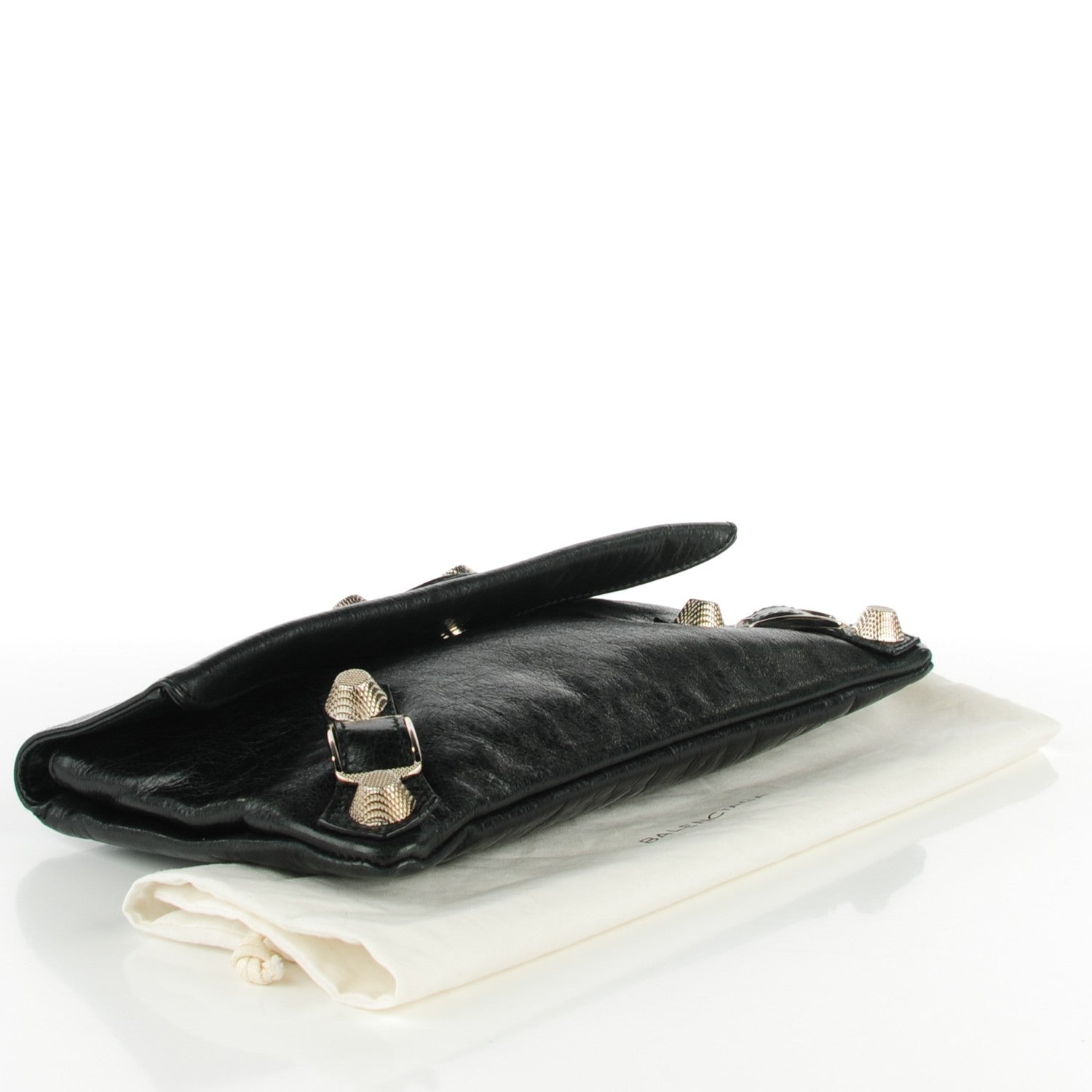 Balenciaga Agneau Giant 21 Silver Hardware Envelope Clutch Black 4 of 7