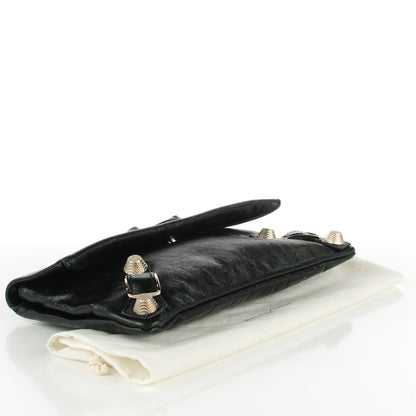 Balenciaga Agneau Giant 21 Silver Hardware Envelope Clutch Black 4 of 7