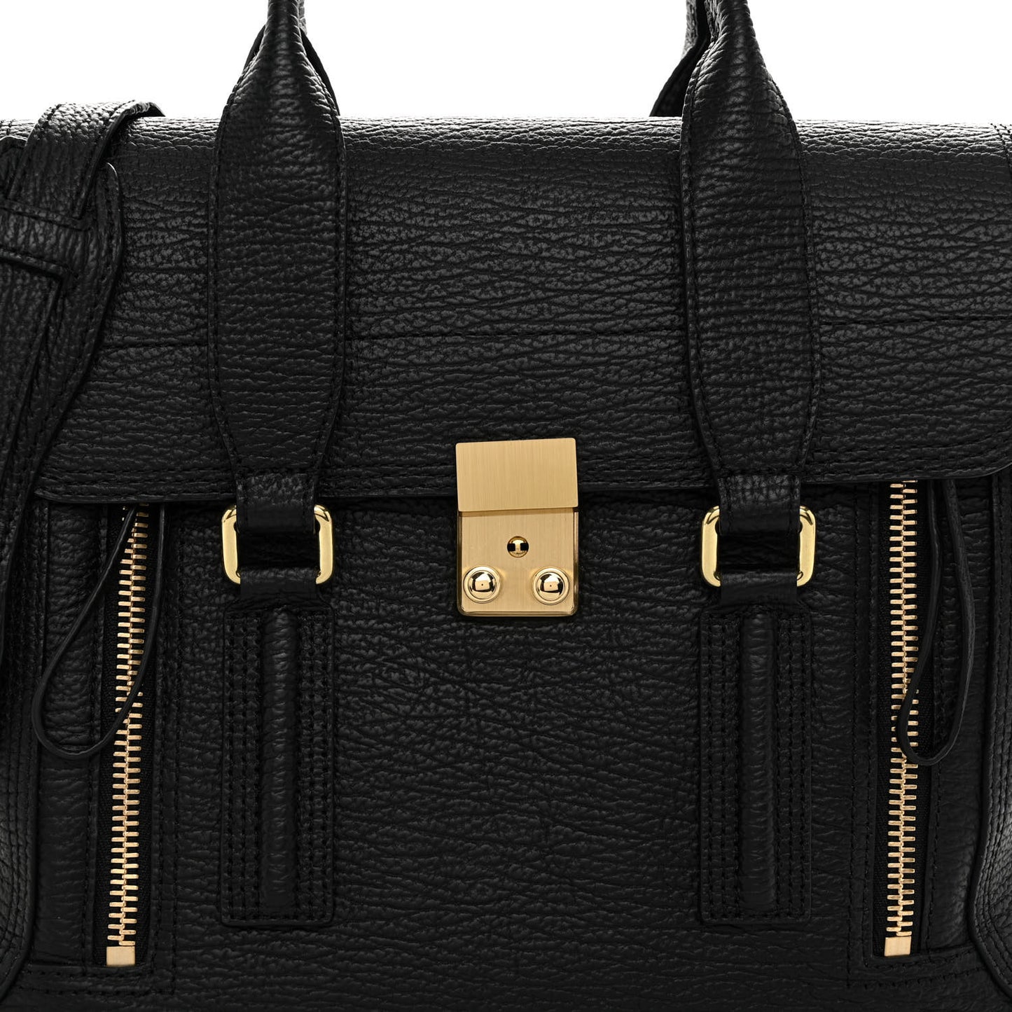 Textured Calfskin Medium Pashli Satchel Black