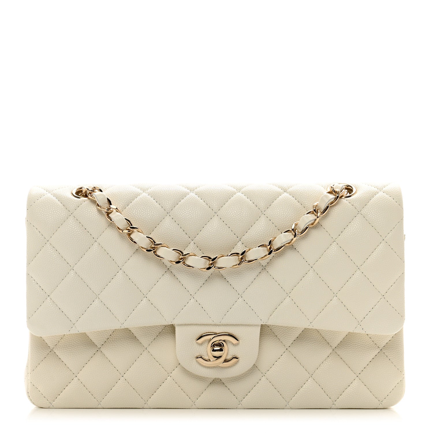 Chanel Caviar Quilted Medium Double Flap White 1 of 10