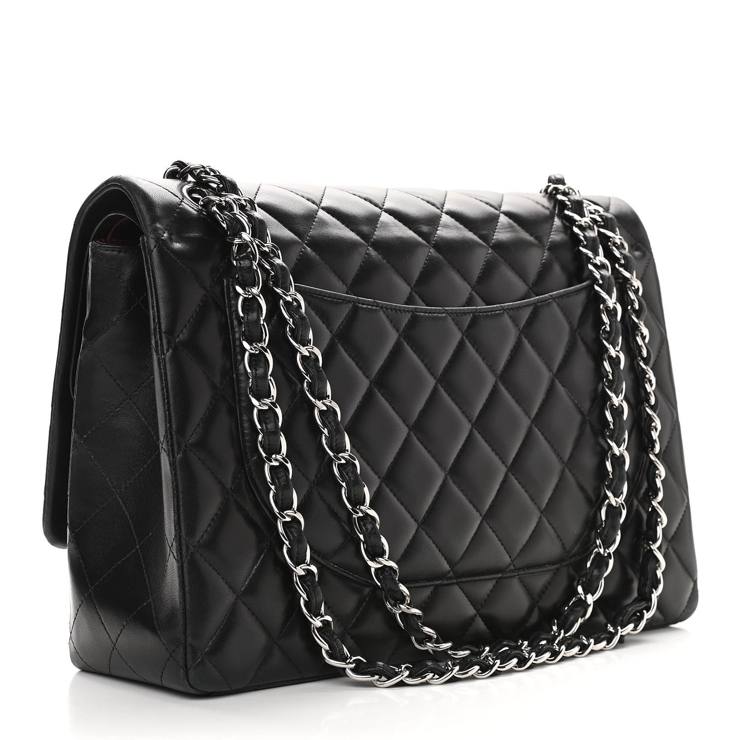 Lambskin Quilted Maxi Double Flap Black