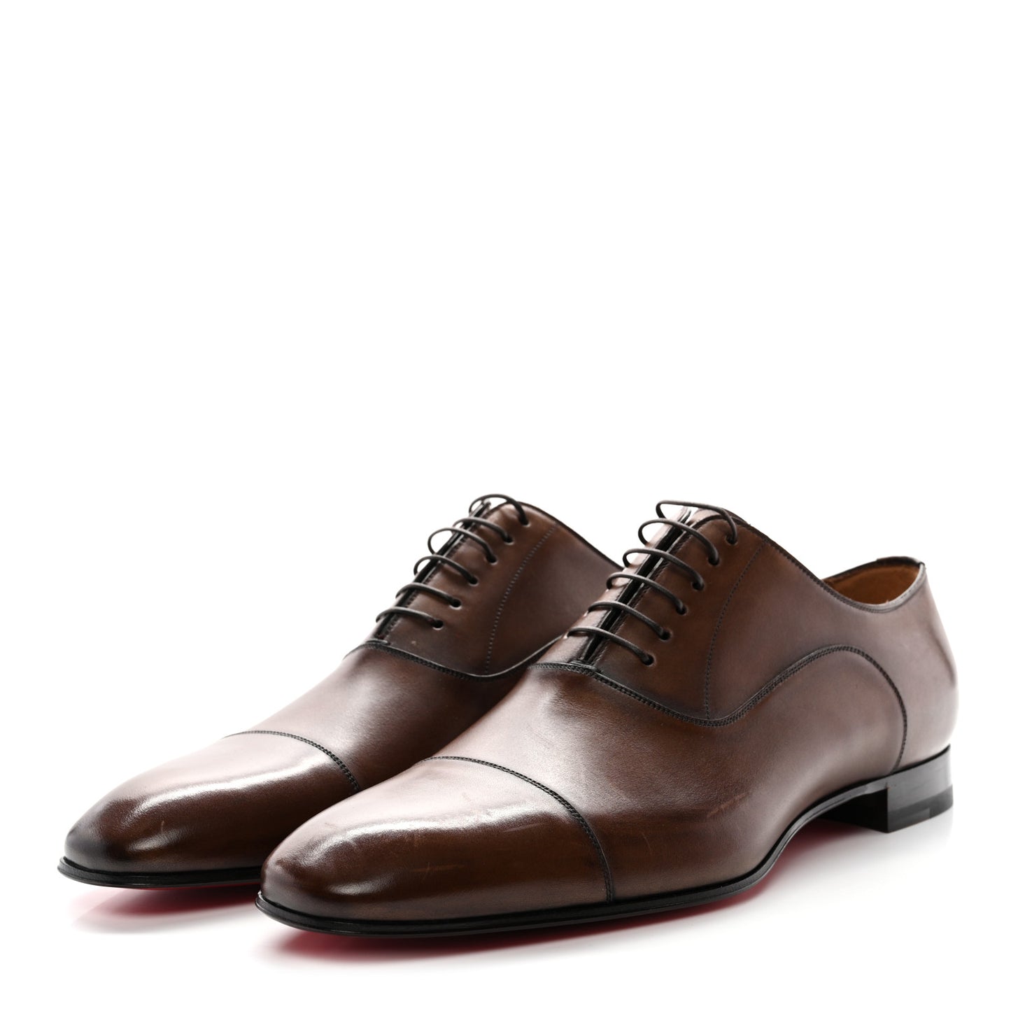 Calfskin Mens Greggo Flat Oxfords 42.5 Brown