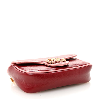 Gucci Azalea Calfskin Enamel Matelasse Diagonal Super Mini Torchon GG Marmont Shoulder Bag New Cherry Red Wild Rose 4 of 10