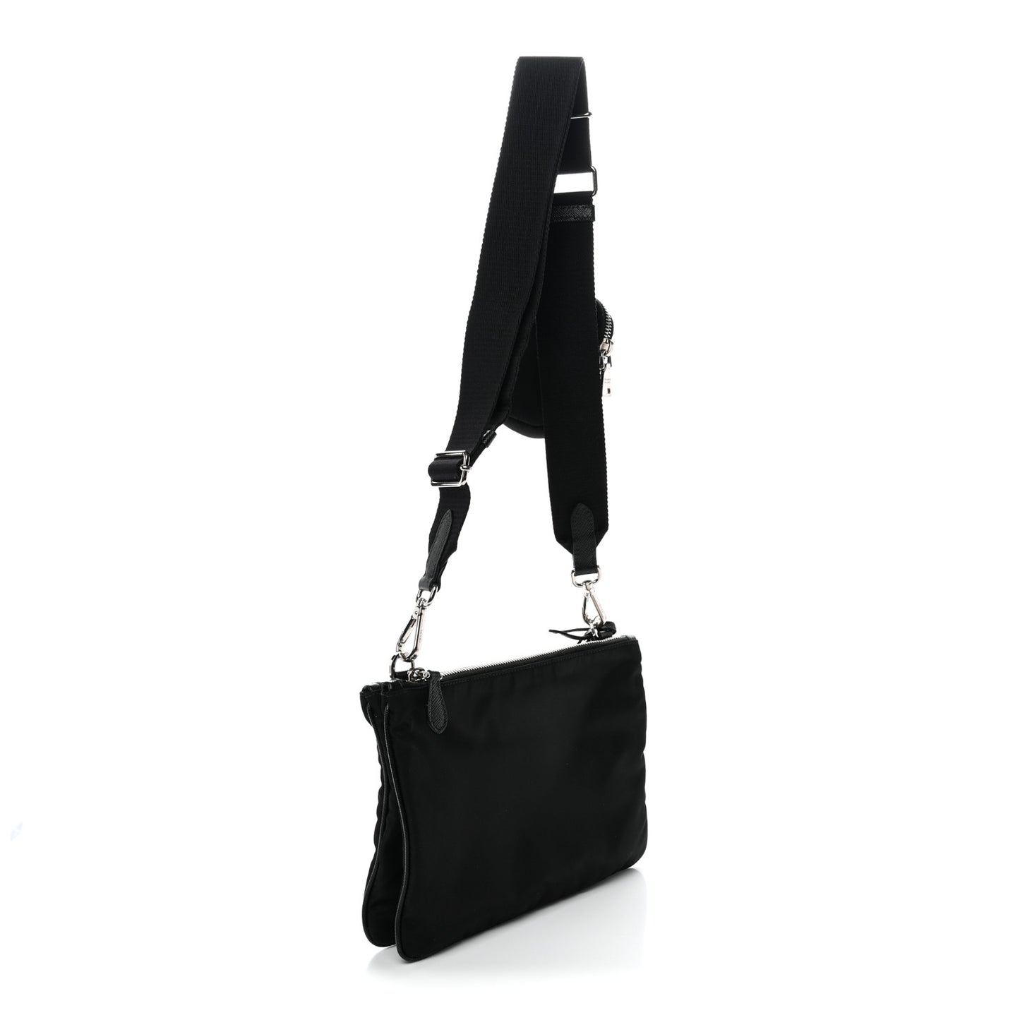 Re-Nylon Saffiano Re-Edition 2000 Double Zip Crossbody Bag Black