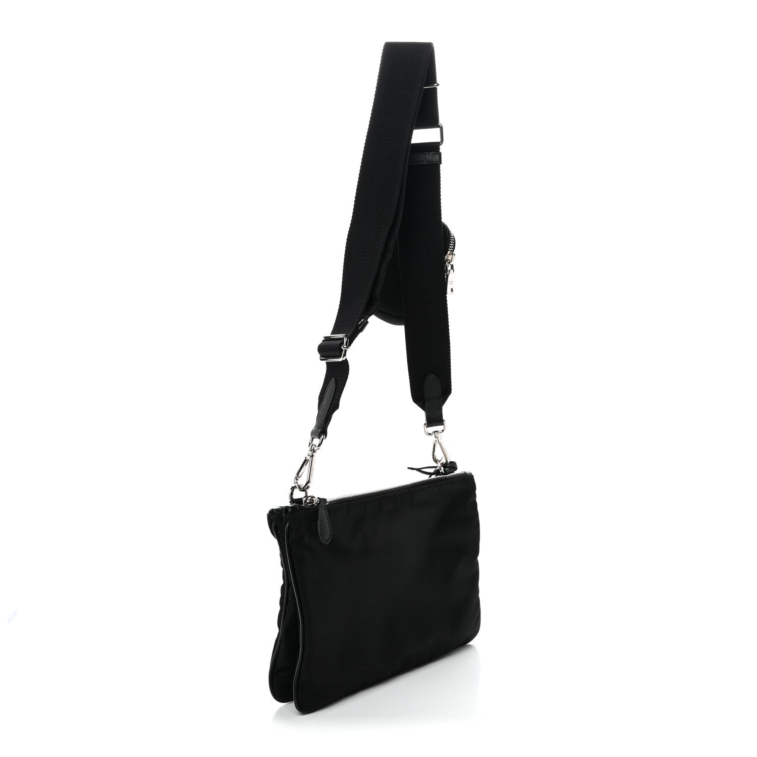 Prada Re-Nylon Saffiano Re-Edition 2000 Double Zip Crossbody Bag Black 3 of 13