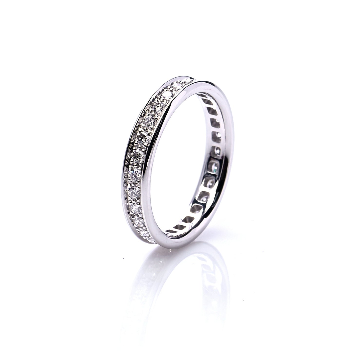 18K White Gold Diamond Ballerine Wedding Band Ring 49 5
