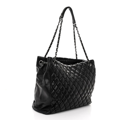 Chanel Lambskin Quilted Medium New Bubble North South Tote Black 3 of 11