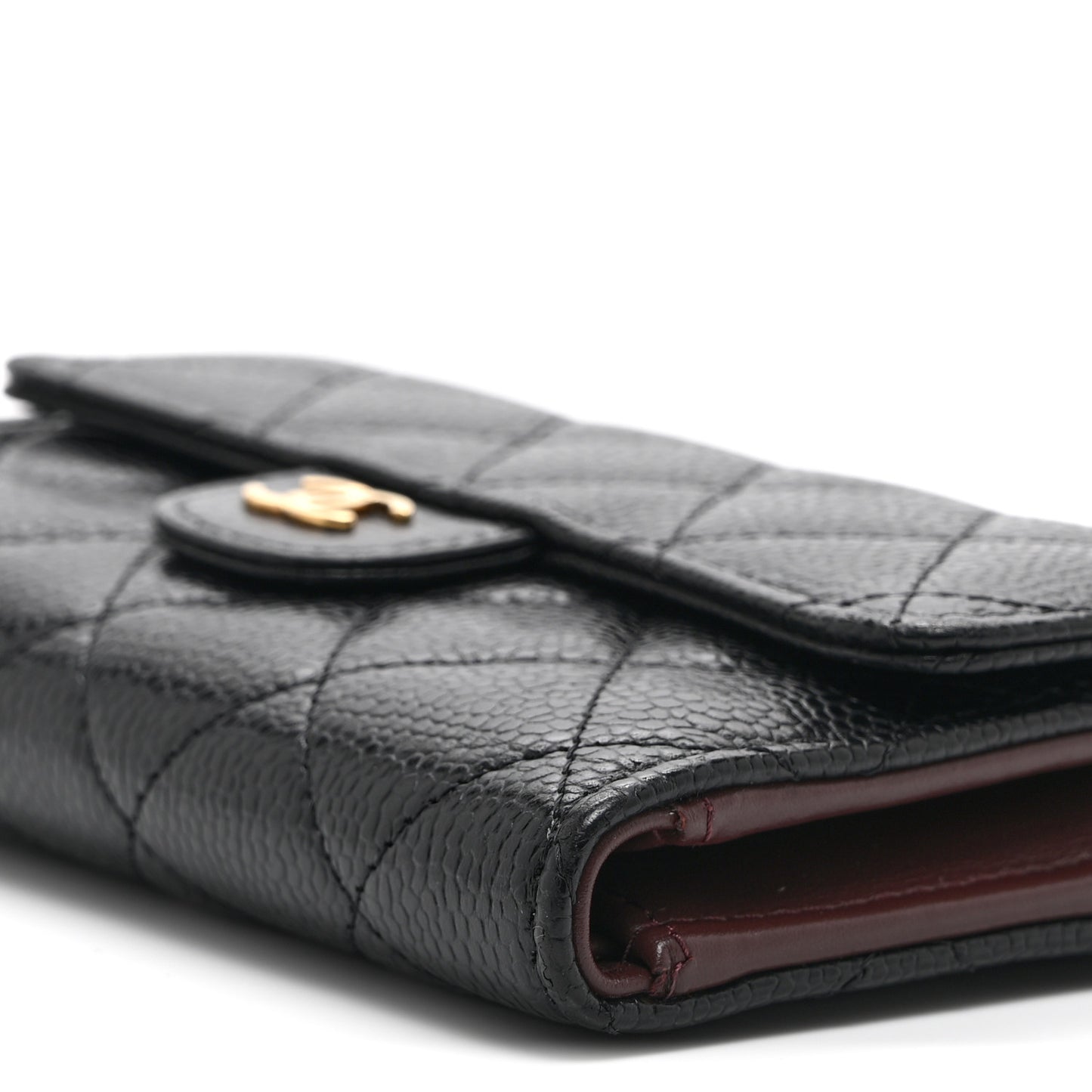 Caviar Quilted Medium Flap Wallet Black