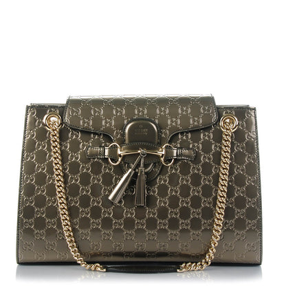 Gucci Shine Guccissima Large Emily Chain Shoulder Bag Sasso 1 of 7
