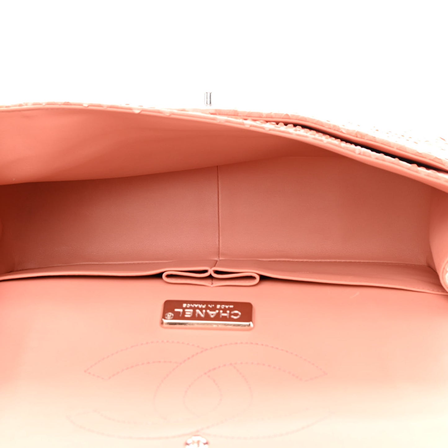 Snakeskin Jumbo Double Flap Pink