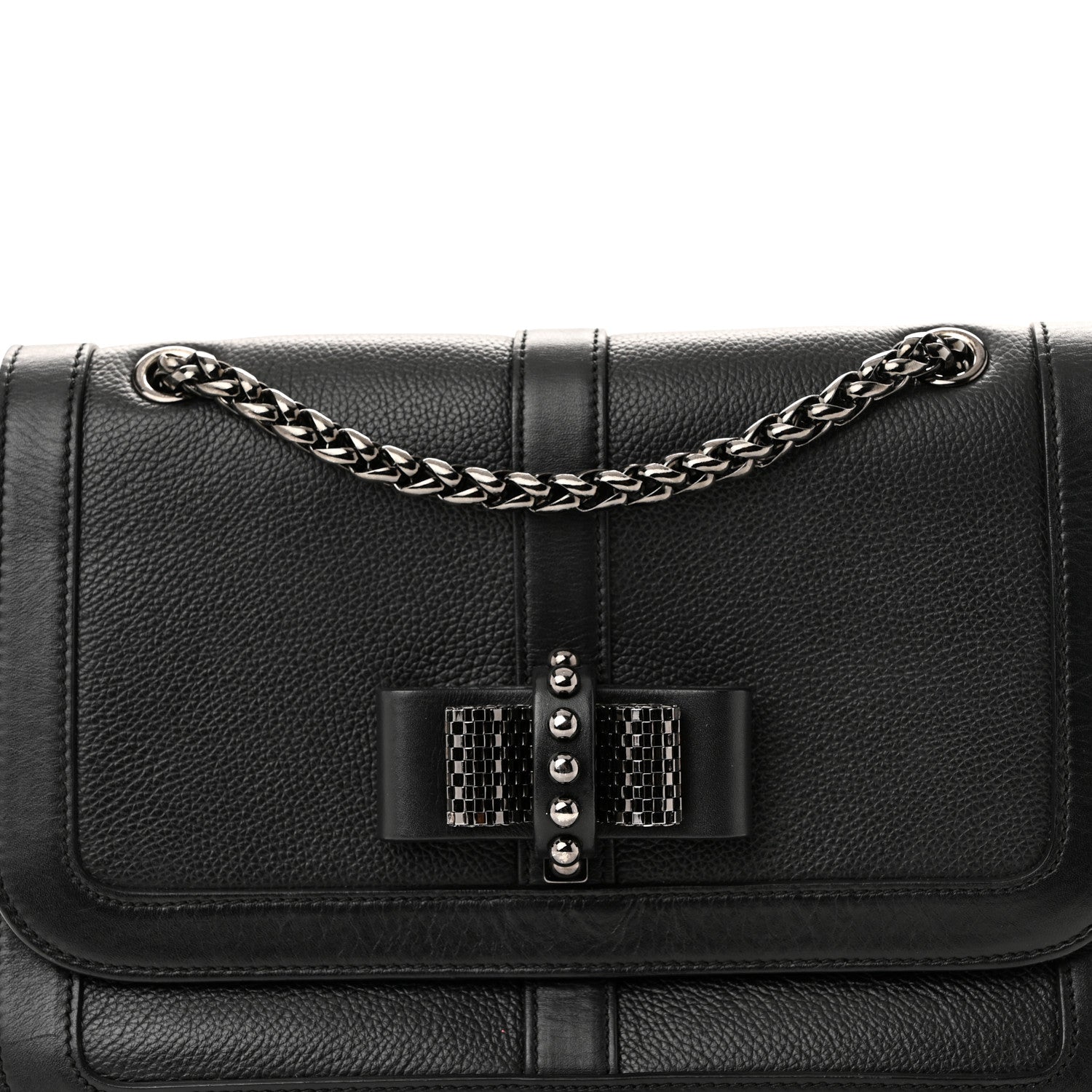 Christian Louboutin Calfskin Small Sweet Charity NV Shoulder Bag Black 7 of 9