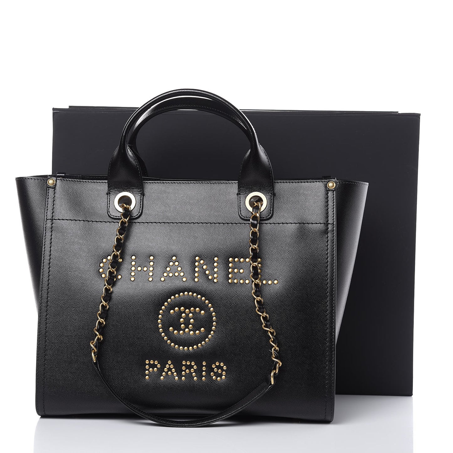 Caviar Small Studded Deauville Tote Black