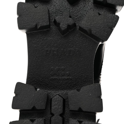 Prada Spazzolato Rois Re-Nylon Metal Triangle Logo Mens Monolith Pouch Pocket 60mm Combat Boots 8 Black 7 of 10