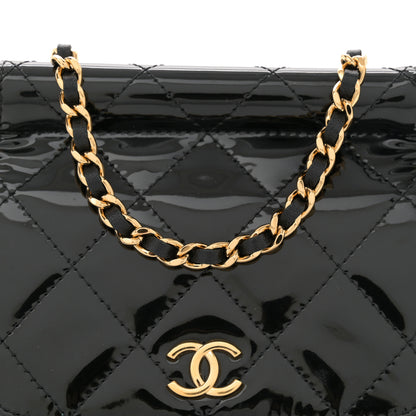 Chanel Patent Quilted Frame Clutch Flap With Chain Black 8 of 13