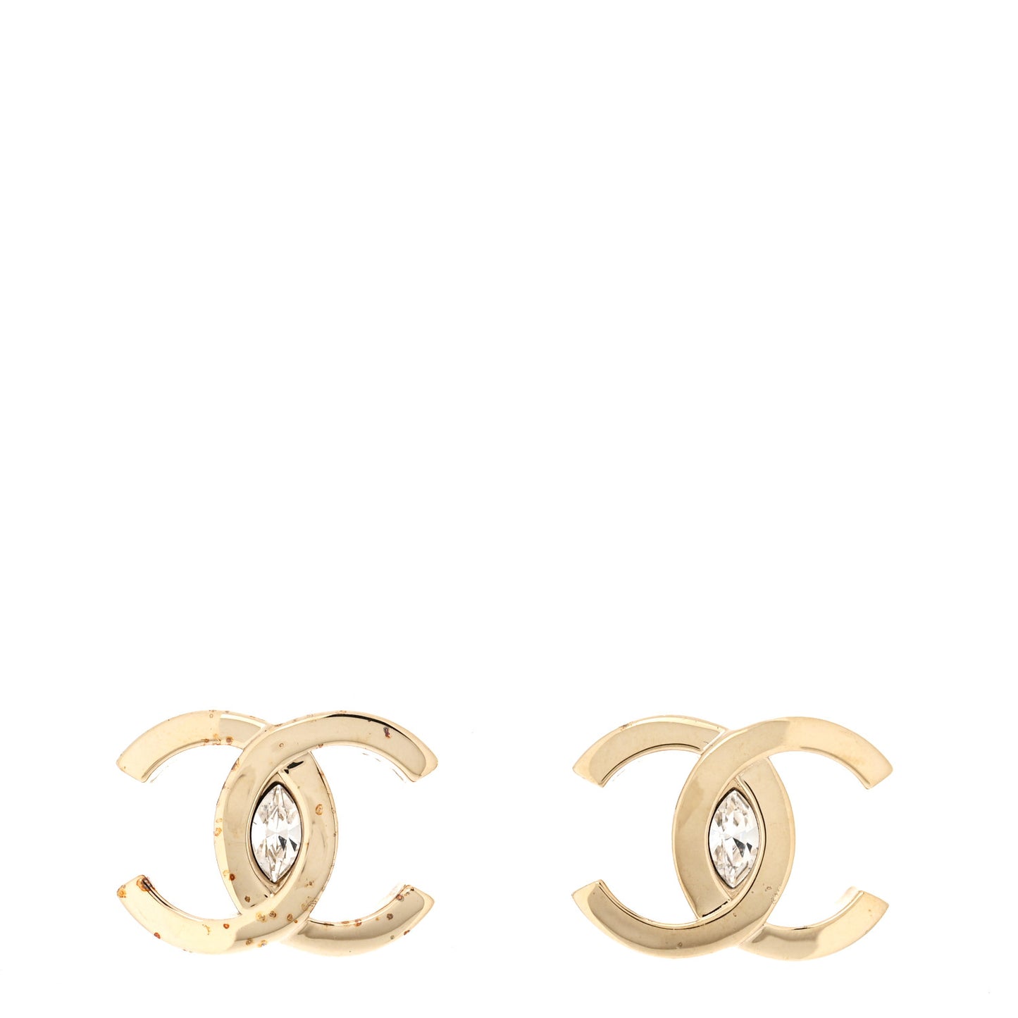 Crystal CC Large Stud Earrings Gold