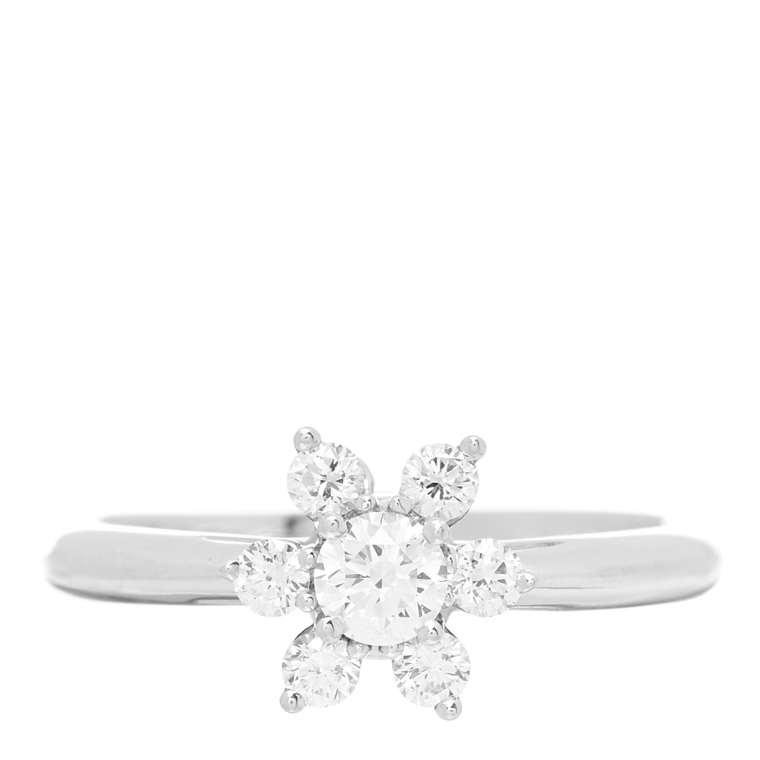 Tiffany Platinum Diamond Flower Ring 53 6.5 1 of 5