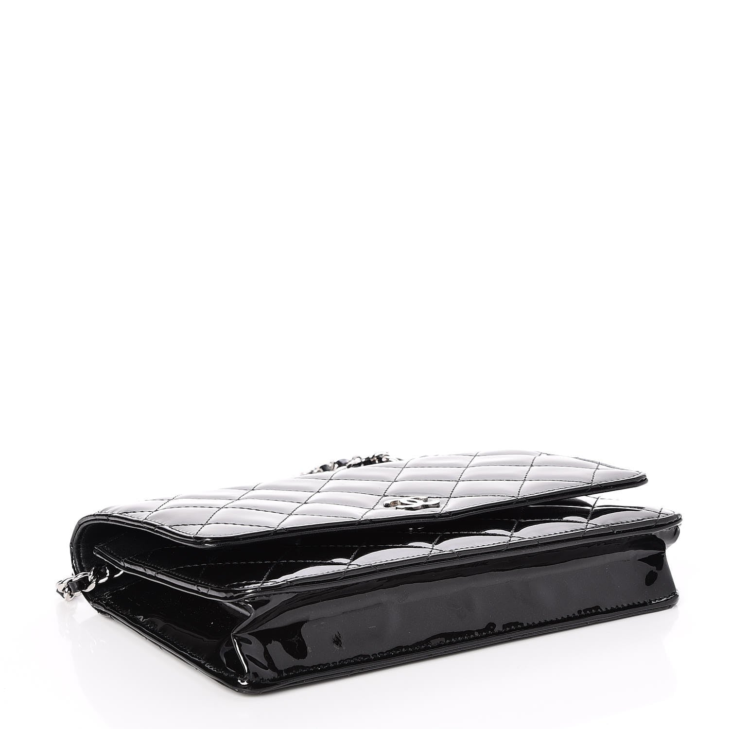 Chanel Patent Quilted Wallet On Chain WOC Black 4 of 9