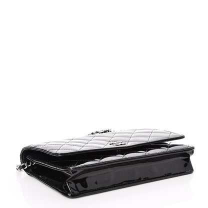 Chanel Patent Quilted Wallet On Chain WOC Black 4 of 9