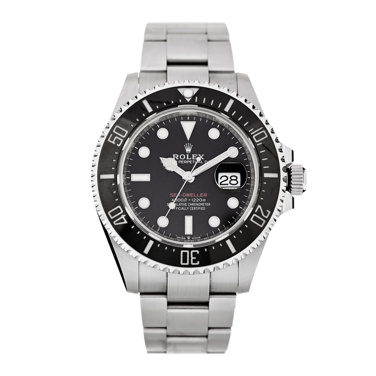 Stainless Steel 43mm Oyster Perpetual Date Sea-Dweller Watch Black 126600
