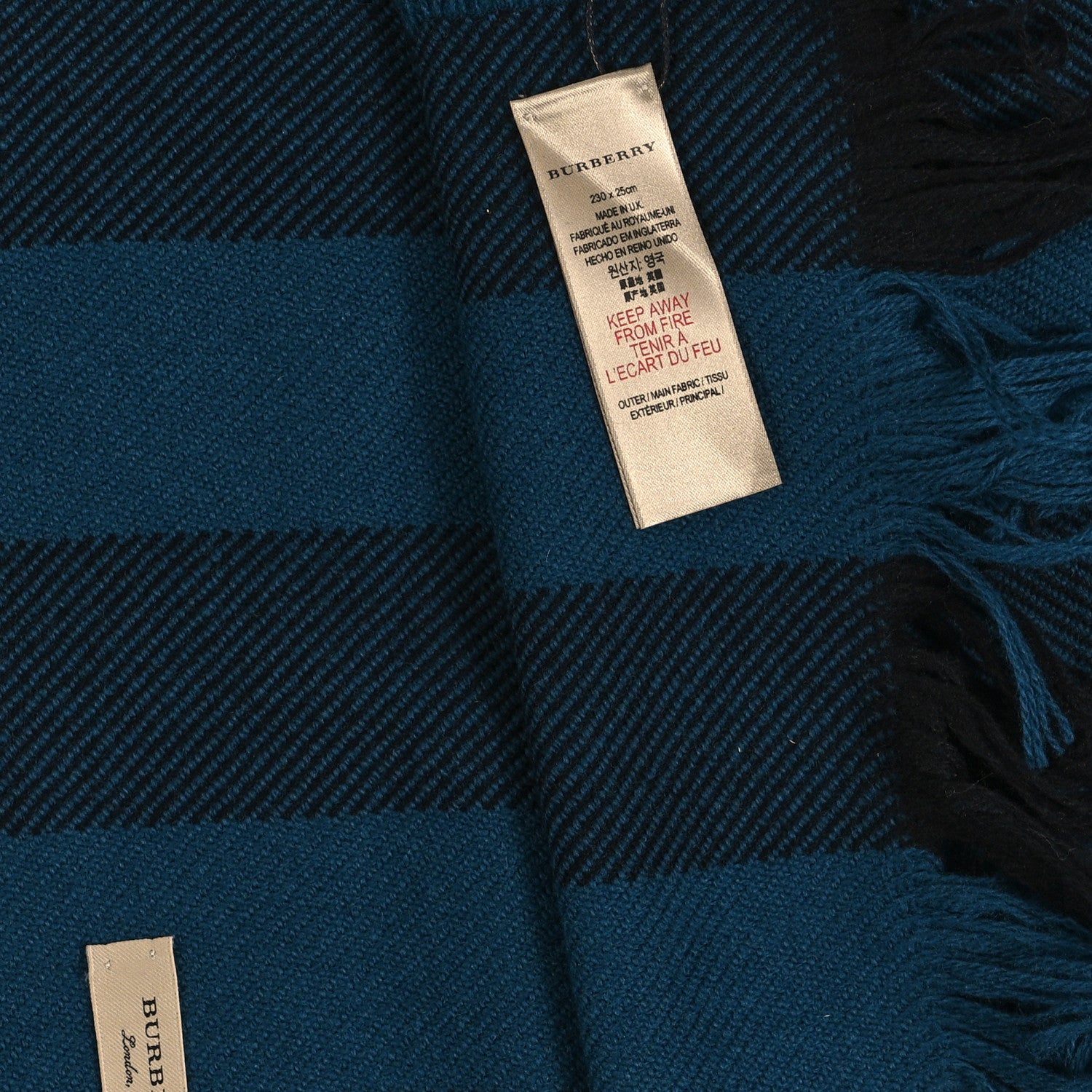 Burberry Wool Check Scarf Cobalt Blue 3 of 4