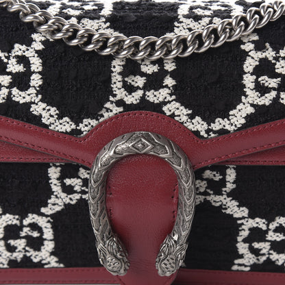 Gucci Tweed GG Monogram Small Dionysus Shoulder Bag Black White Romantic Cherry 10 of 10