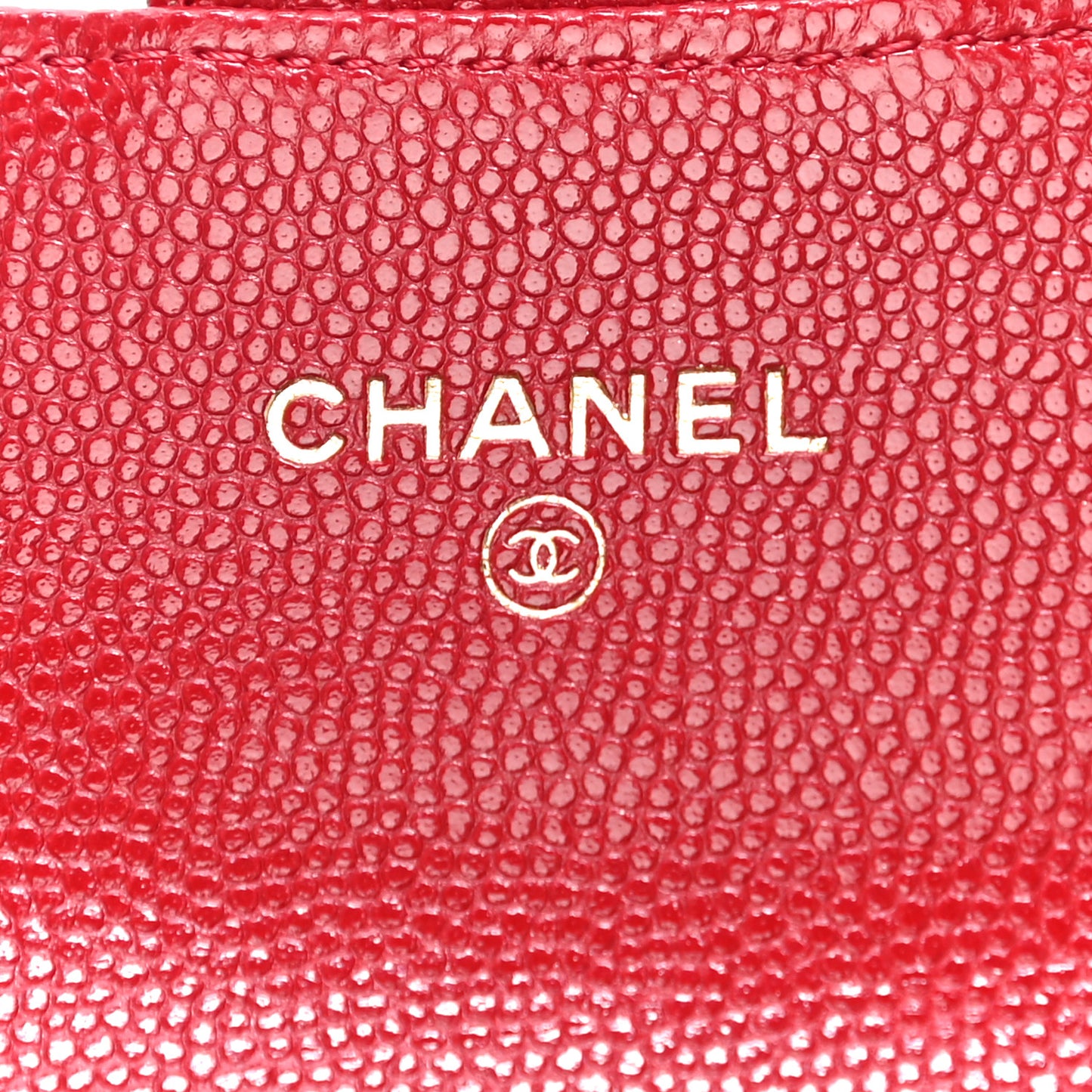 Caviar Quilted Flap Card Holder Wallet Red