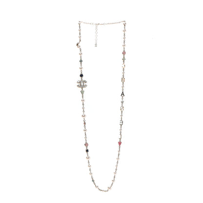 Chanel Pearl Beaded CC Logo Long Necklace Gold Multicolor 3 of 5