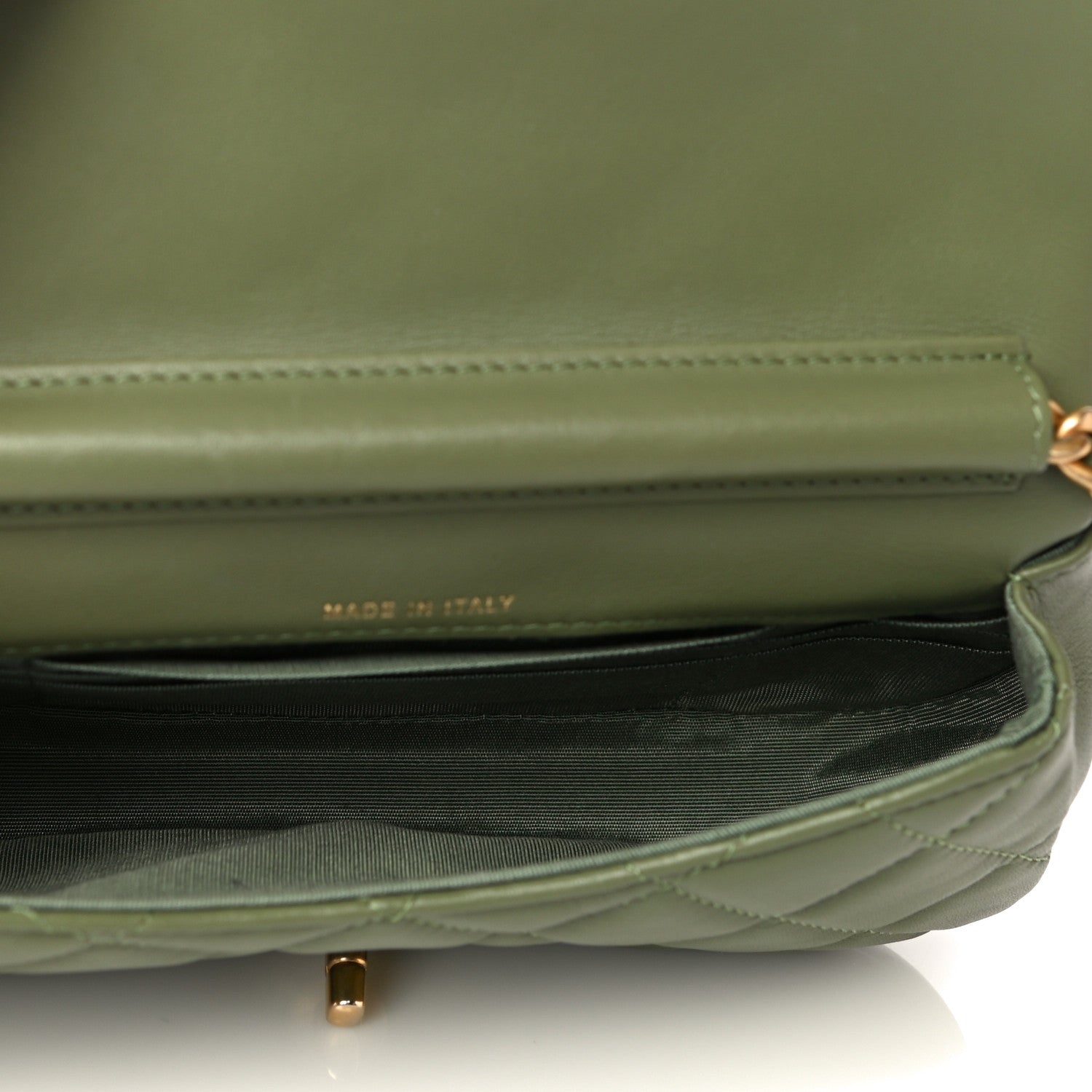 Chanel Calfskin Quilted Coco Mail Clutch With Chain Green 6 of 14
