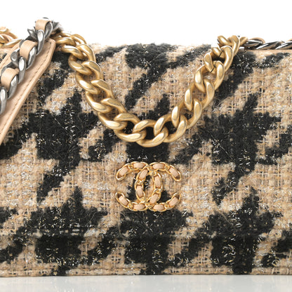 Chanel Wool Tweed Lambskin Quilted Chanel 19 Wallet On Chain WOC and Coin Purse Beige Black 11 of 14