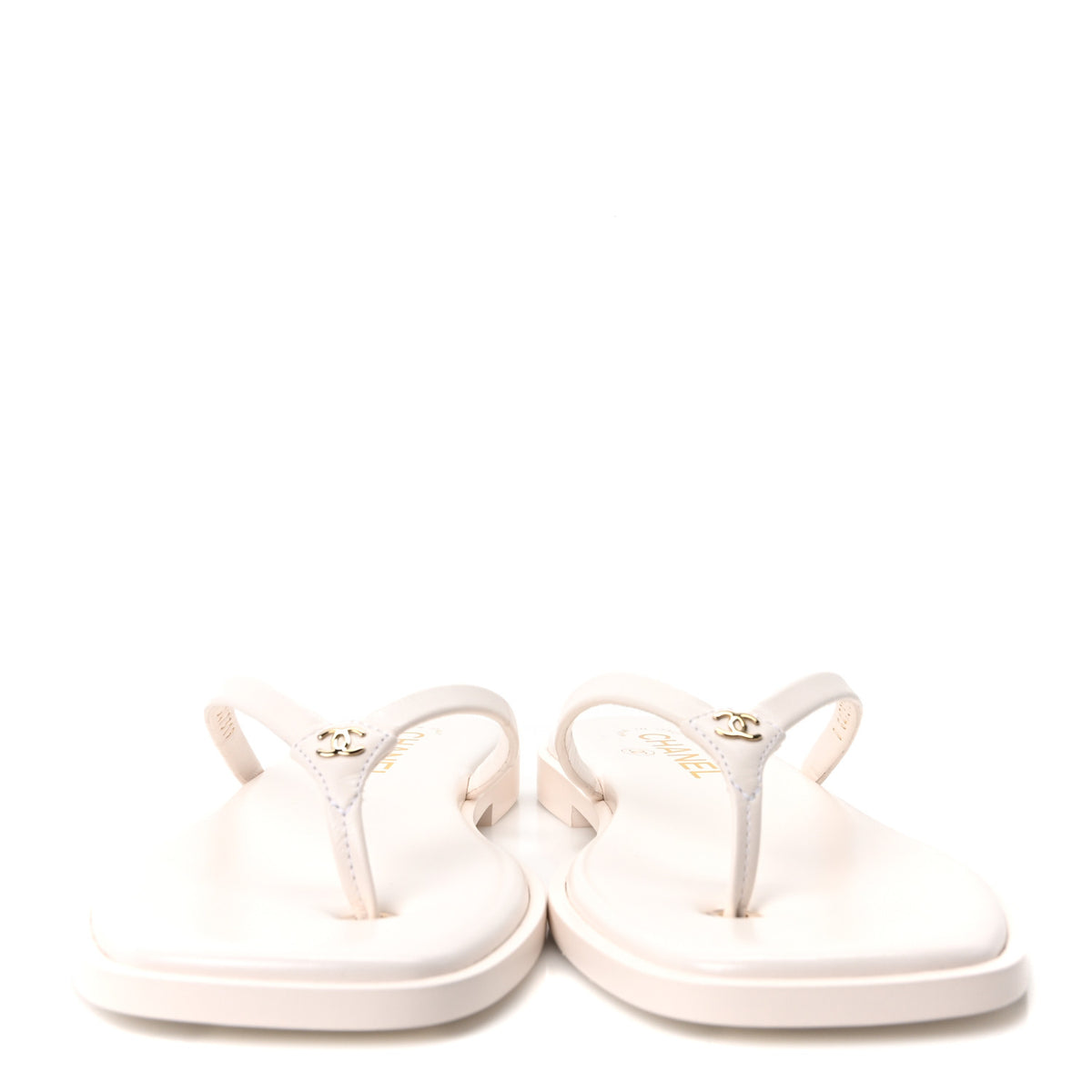 Goatskin CC Times Square Thong Sandals 38 White