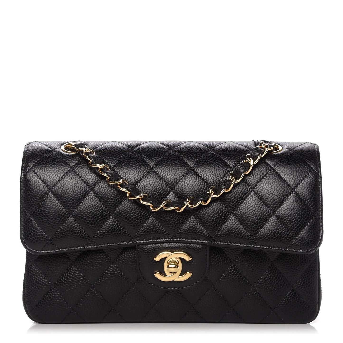 Caviar Quilted Small Double Flap Black