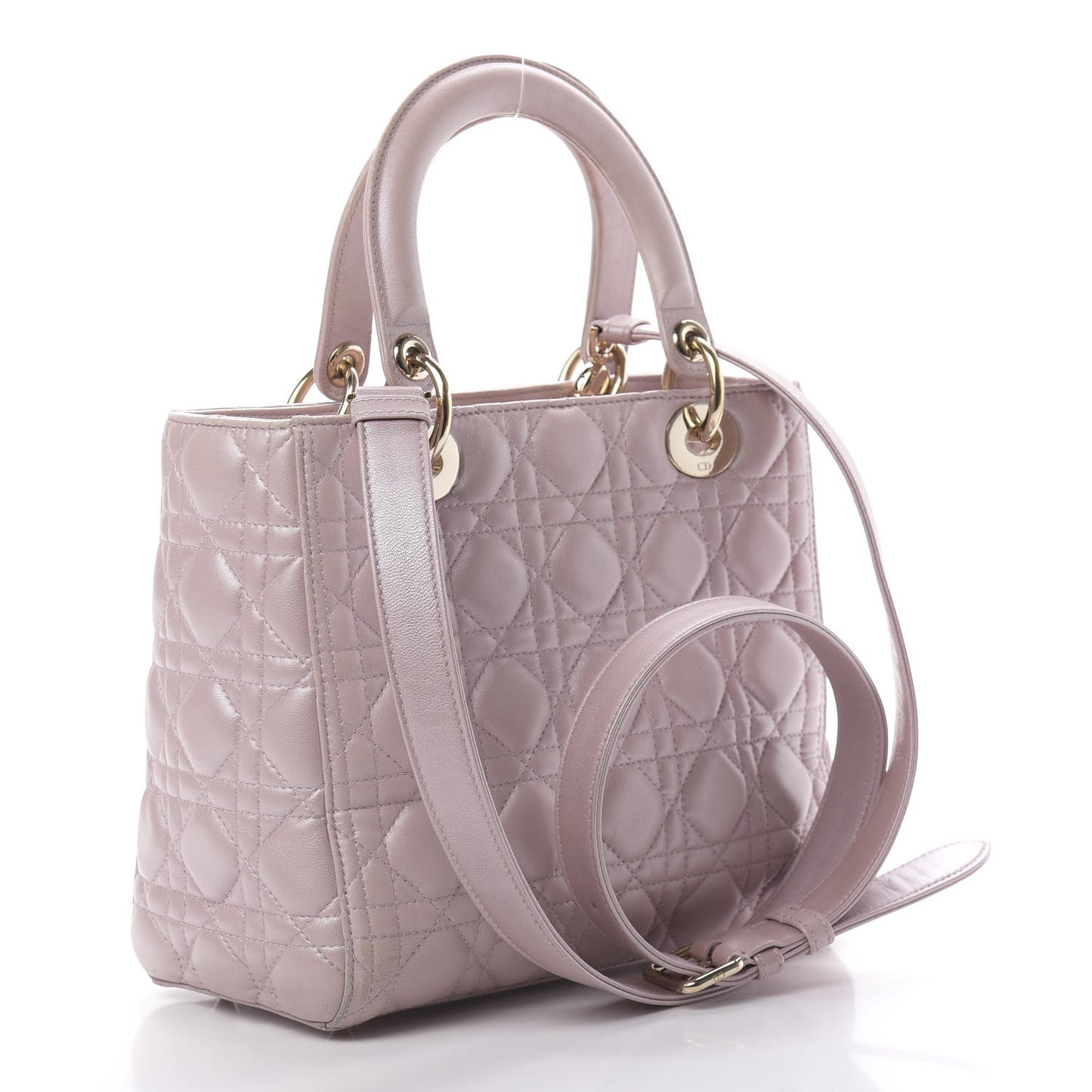 Pearly Lambskin Cannage Medium Lady Dior Lotus