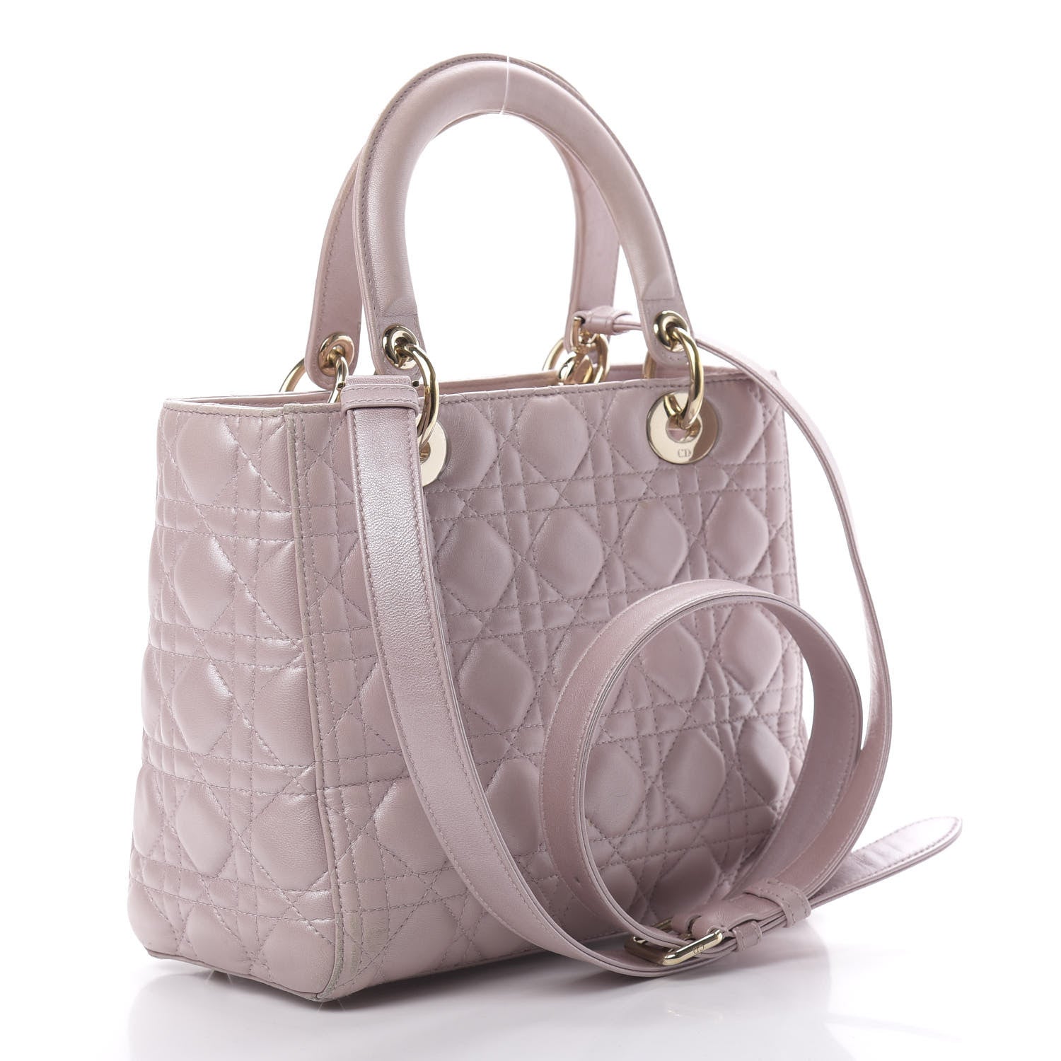 Christian Dior Pearly Lambskin Cannage Medium Lady Dior Lotus 3 of 24