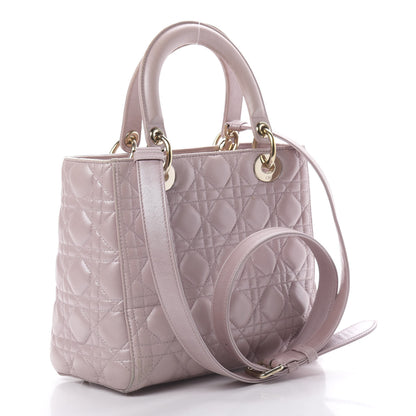 Christian Dior Pearly Lambskin Cannage Medium Lady Dior Lotus 3 of 24