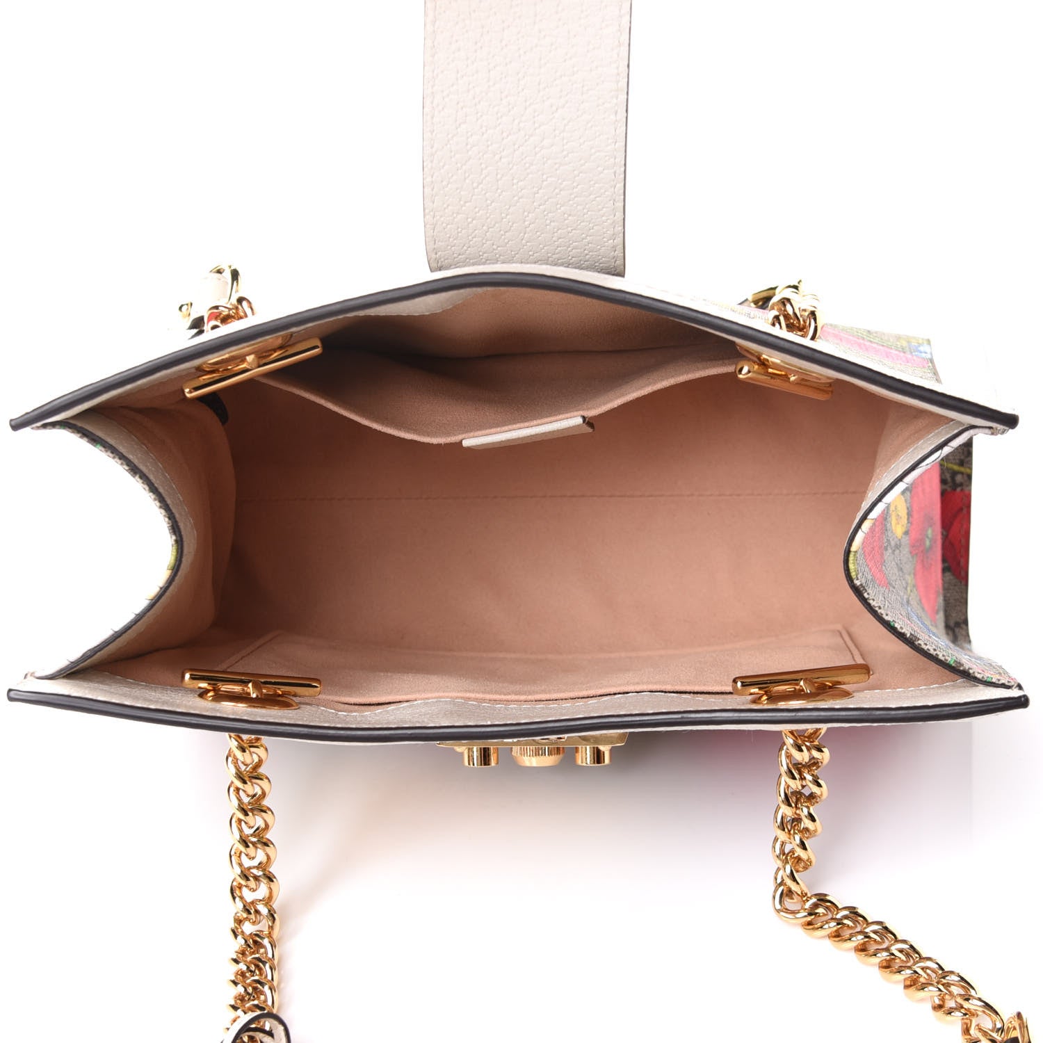 Gucci GG Supreme Monogram Flora Textured Calfskin Small Padlock Tote Beige Ebony Multicolor Mystic White 5 of 11