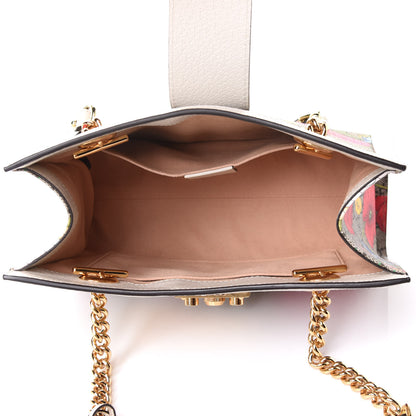Gucci GG Supreme Monogram Flora Textured Calfskin Small Padlock Tote Beige Ebony Multicolor Mystic White 5 of 11