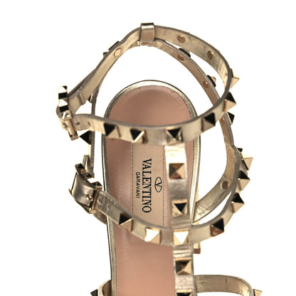 Valentino Garavani Metallic Calfskin Rockstud 90mm City Sandals 38 Gold 7 of 8