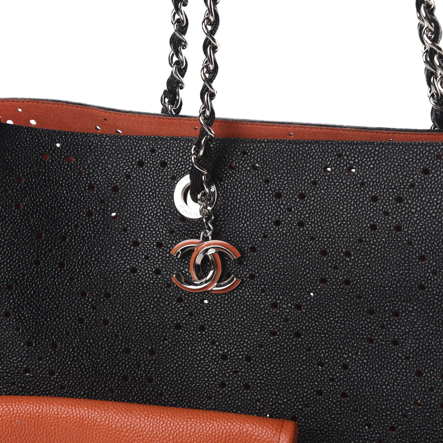 Chanel Perforated Grained Calfskin Large Shopping Tote Black 9 of 9