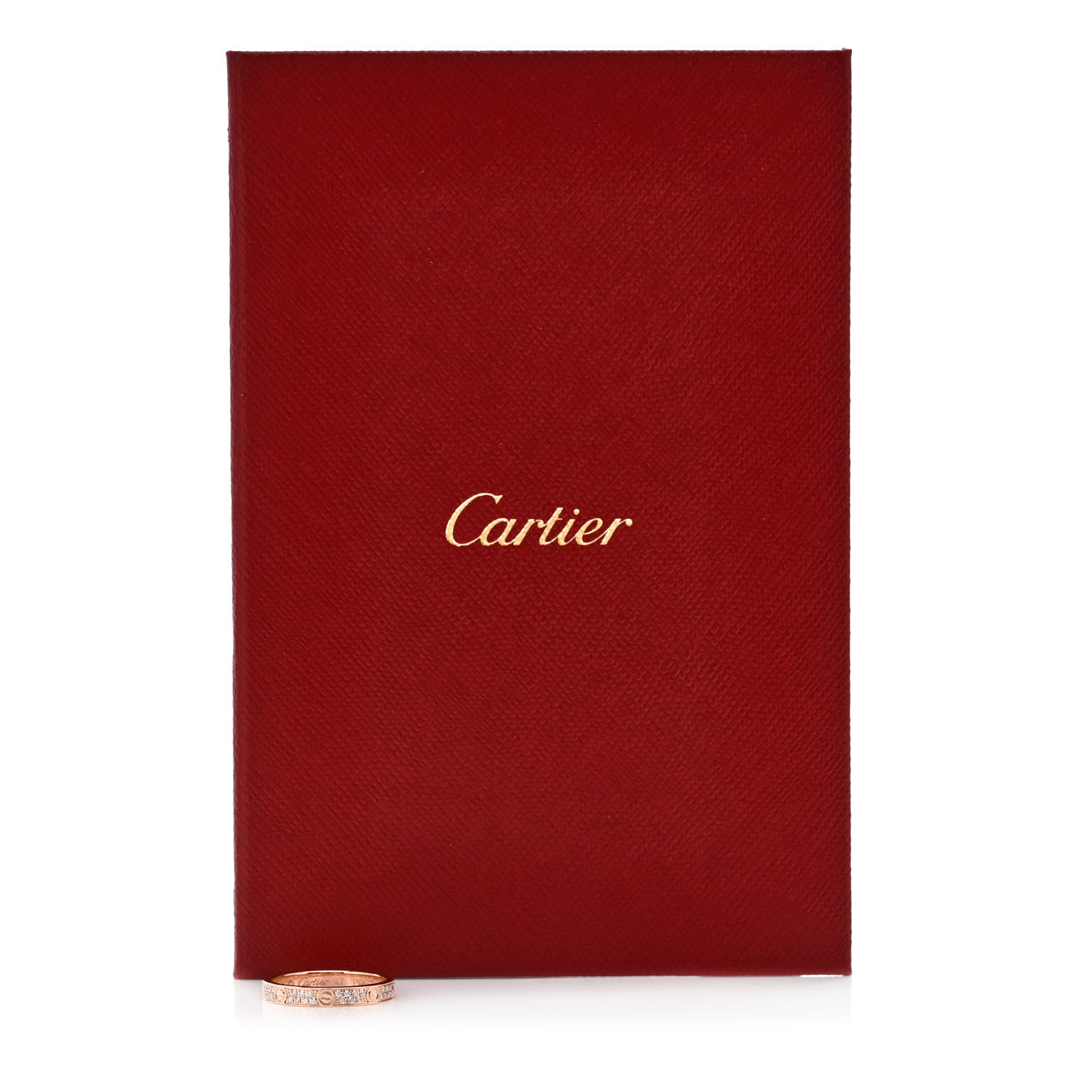Cartier 18K Pink Gold Diamond 2.6mm LOVE Paved Band Ring 47 4 6 of 6