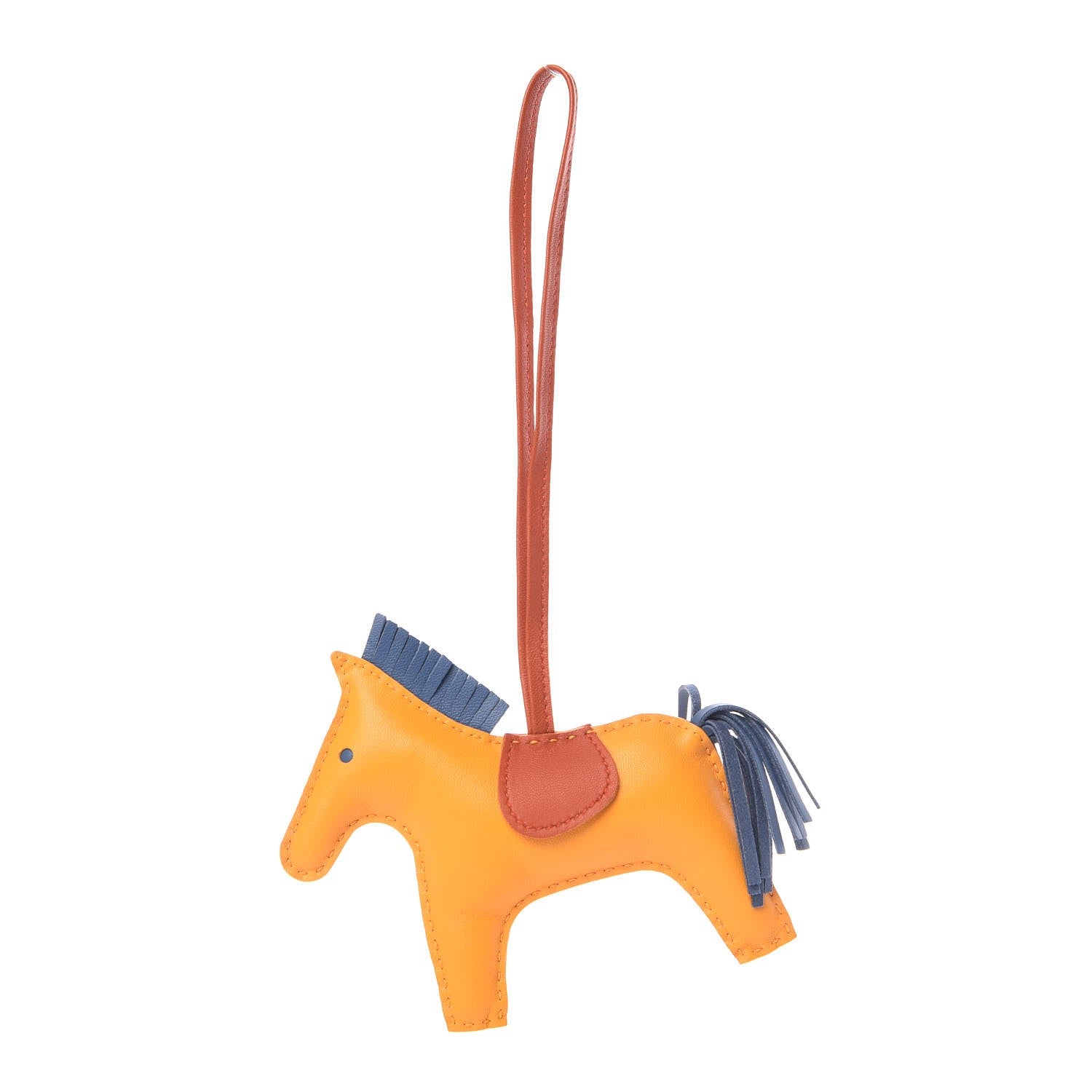 Hermes Milo Lambskin Grigri Rodeo Horse Bag Charm MM Jaune D'Or Bleu Agate Cornaline 1 of 5