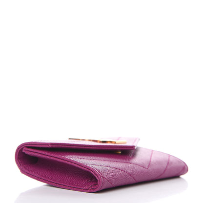 Saint Laurent Grain De Poudre Matelasse Chevron Small Monogram Envelope Wallet Dark Grape 4 of 7