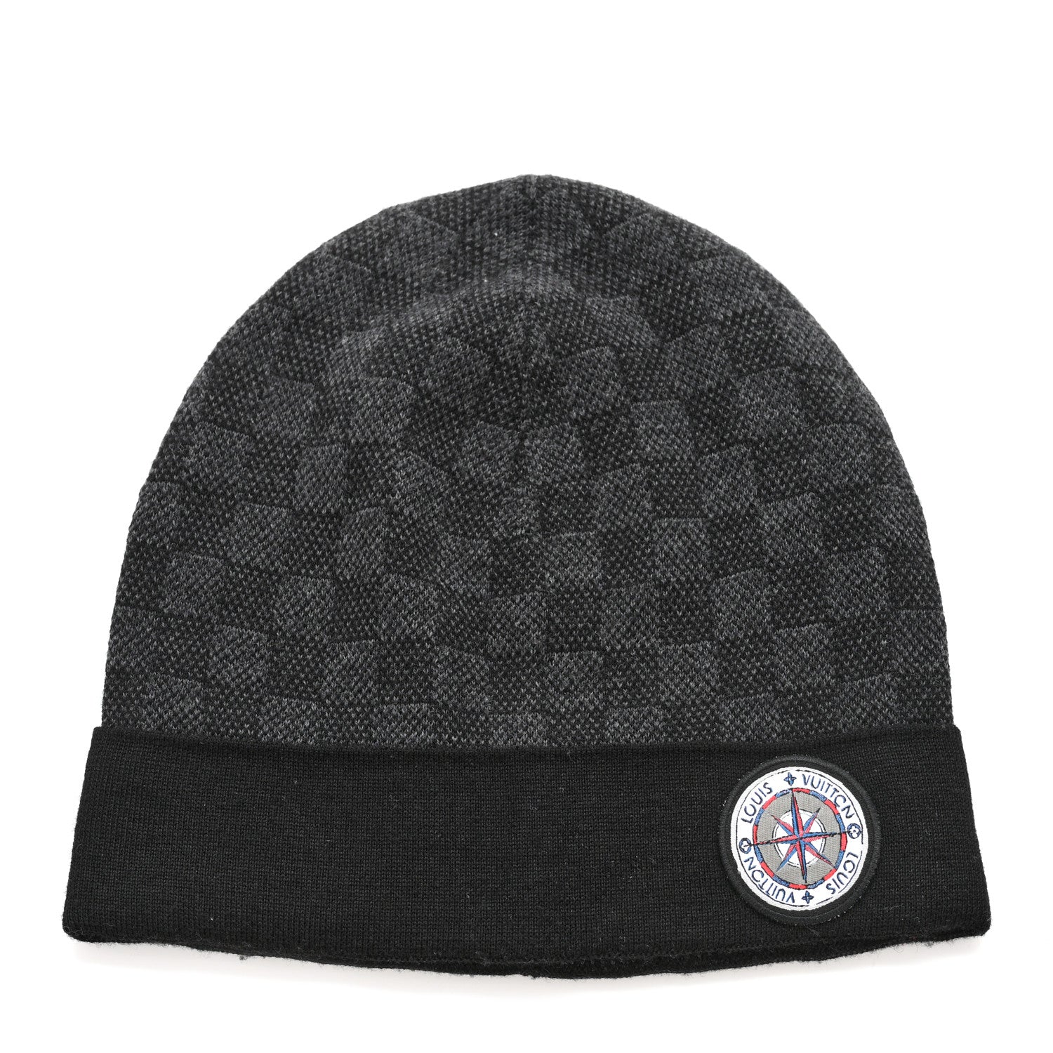 Louis Vuitton Wool Bonnet Petit Damier Graphite Beanie Hat Black Grey 1 of 6